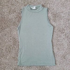 Green mock neck tank